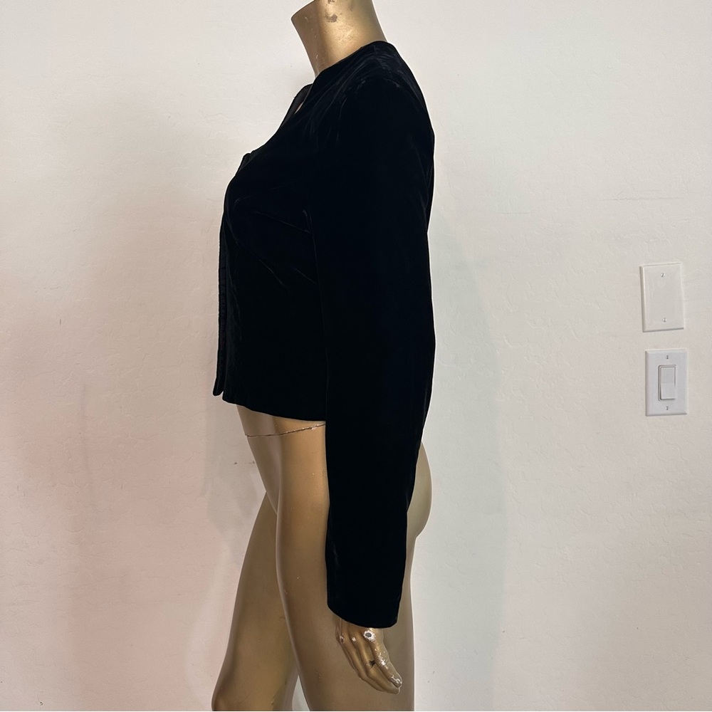 Vintage D’Albert Black rayon Velvet Long sleeve Jacket Top Lot 9-10 36” bust - Picture 5 of 7